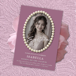 Invitación Foto elegante de cumpleaños número 18 en color mau