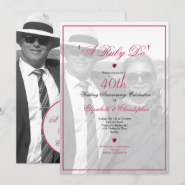 Invitación Foto elegante en blanco y negro del 40º aniversari