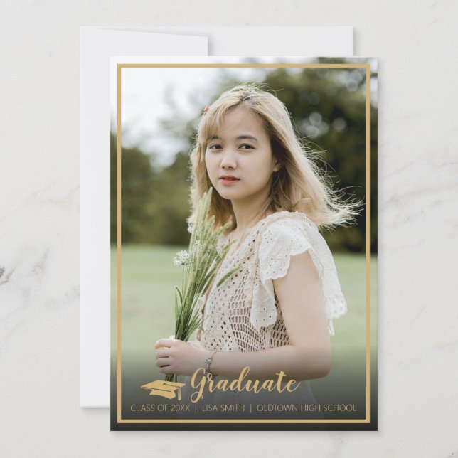Invitación Foto Elegante Simple Con Graduación De Fade (Anverso)