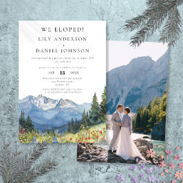 Invitación Foto Elopement de la Montaña Watercolor Elopement
