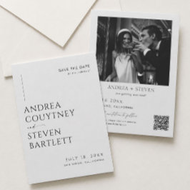 Invitación Foto en Blanco y Negro Ahorra la Fecha de Boda