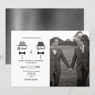 Invitación Foto en Blanco y Negro Boda Gay