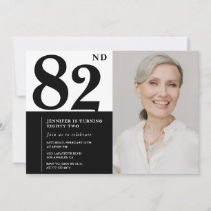 Invitación Foto en blanco y negro cumpleaños 82