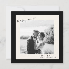 Invitación Foto en Blanco y Negro de Boda Save the Date