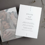 Invitación Foto en línea con matices | Boda mínimo moderno<br><div class="desc">Una hermosa invitación de boda minimalista basada en la tipografía con sus nombres en letras clásicas, junto con letras modernas con acento manuscrito. Personalice con los detalles de su boda debajo. Nuestra colorida ceniza hace una declaración clásica con letras negras suaves sobre un fondo blanco y nítido. Añada una foto...</div>