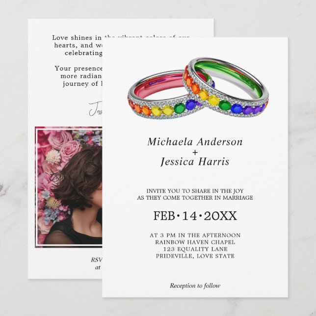 Invitación 🌈 Foto Entrelazada en Orgullo – Edición de Fotos (Anverso / Reverso)