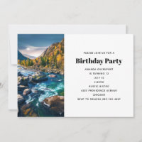 Foto escénica de cumpleaños de río y montañas