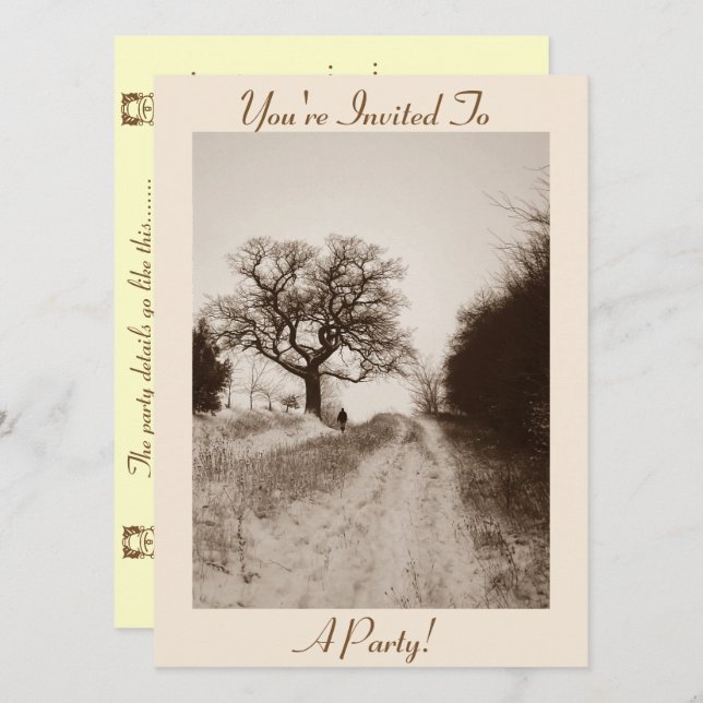 Invitación foto estacional de la atmosférica escena de nieve  (Anverso / Reverso)
