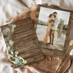 Invitación Foto Eucalyptus Boda Rústica de Campo