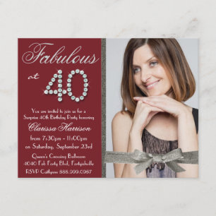 Invitación Foto fabulosa diamante de imitación 40 del