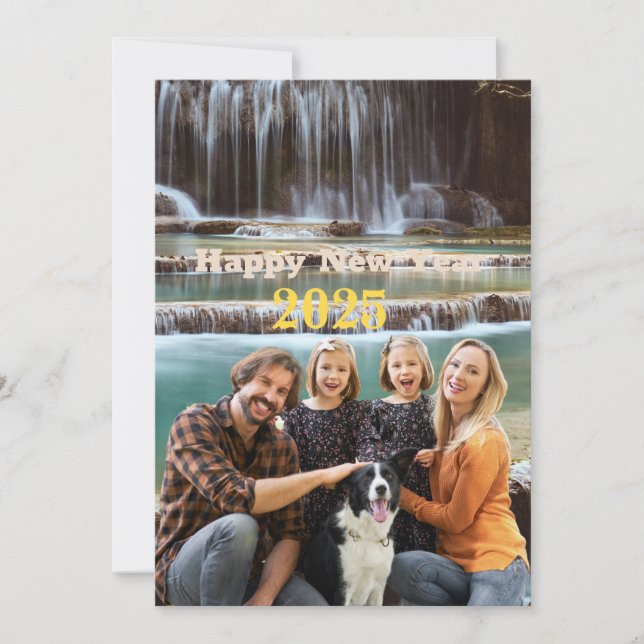 Invitación Foto familiar de regalos de año nuevo 2025 (Anverso)