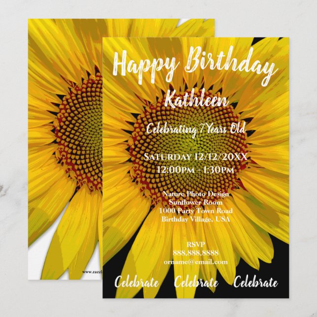 INVITACIÓN FOTO FELIZ DEL CUMPLEAÑOS (Anverso / Reverso)