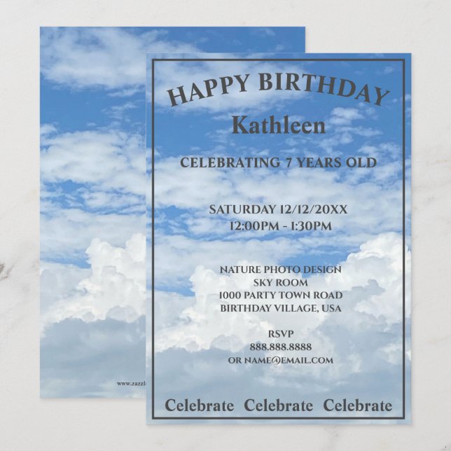 INVITACIÓN FOTO FELIZ DEL CUMPLEAÑOS (Anverso / Reverso)