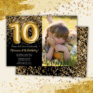 Invitación Foto Fiesta de Cumpleaños de Niña de 10 Años en Ne