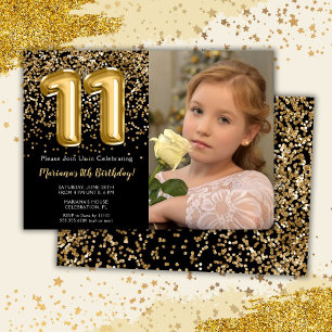 Invitación Foto Fiesta de Cumpleaños de Niña de 11 Años en Ne