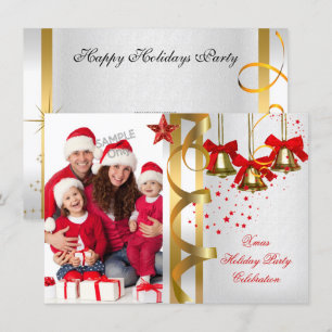 Invitación Foto Fiesta de Navidad Holiday Navidad Blanca Dora