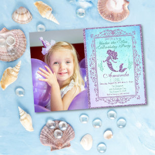 Invitación FOTO - Fiesta de Piscina Sirena Bajo el Mar Cumple