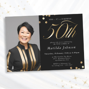 Invitación Foto: Fiesta de sorpresa por cumpleaños 50 Black a
