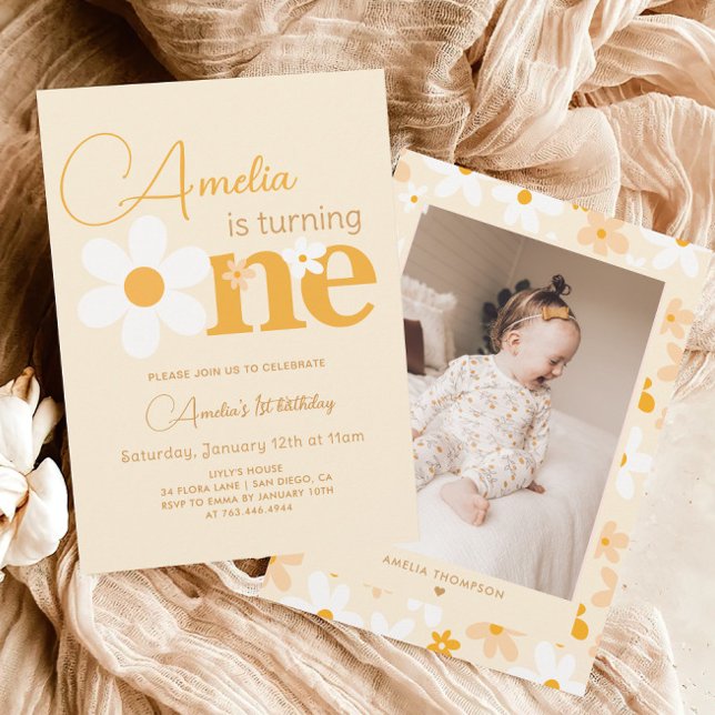 Invitación Foto: Fiesta del primer cumpleaños de Yellow Daisy (Subido por el creador)