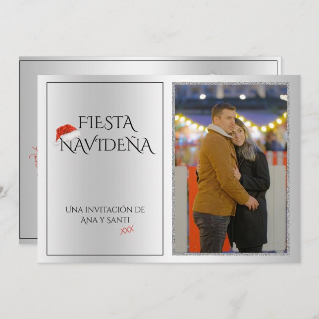 Invitación Foto Fiesta Navideña Navidades Fiesta (Anverso / Reverso)