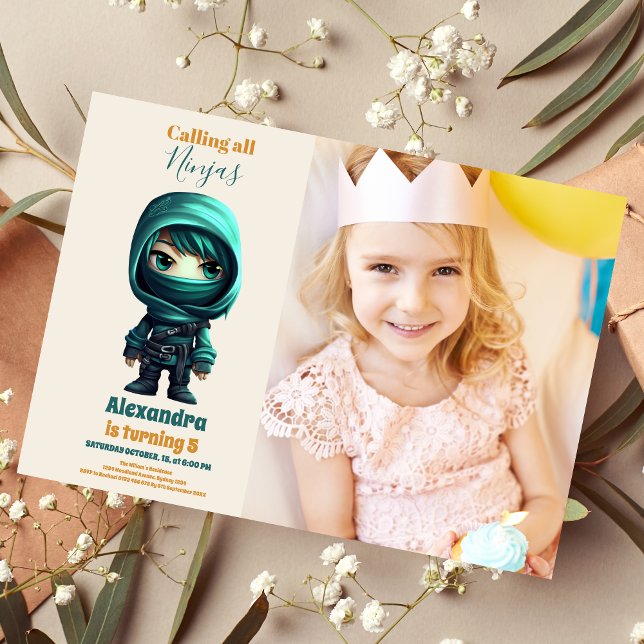 Invitación Foto Fiesta Ninja Birthday Karate (Subido por el creador)