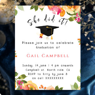 Invitación Foto floral acuarela rosa y melocotón