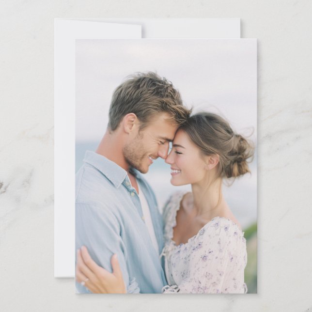 Invitación Foto floral azul romántica (Anverso)