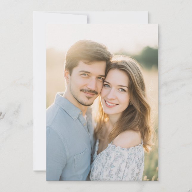 Invitación Foto floral azul romántica (Anverso)