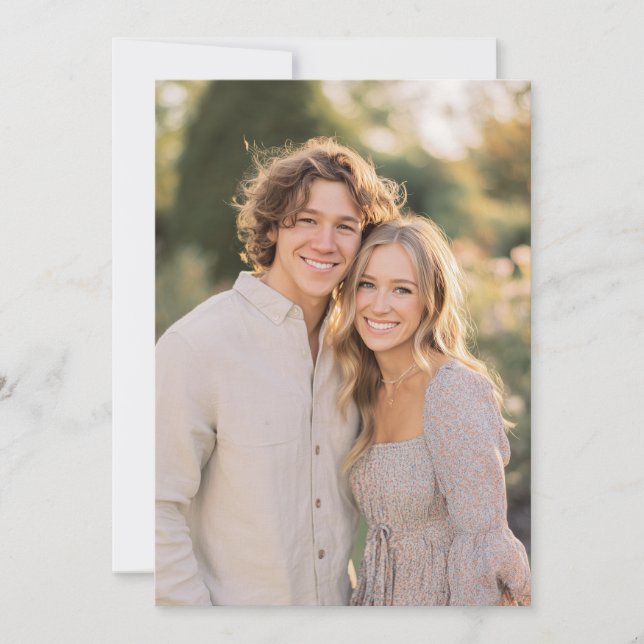 Invitación Foto floral beige alegre (Anverso)