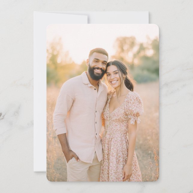Invitación Foto floral beige rosa romántico (Anverso)