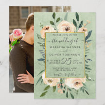 Foto floral beige rosas sonrosadas boda oro sage