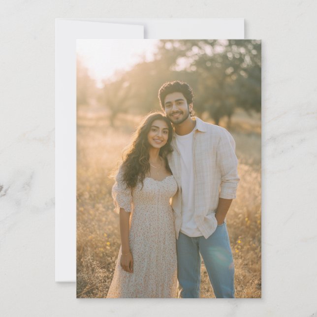 Invitación Foto Floral Beige Sereno (Anverso)