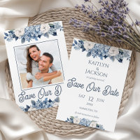 Foto Floral Blue Hydrangea Wedding Save The Date