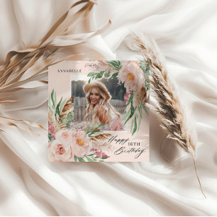 Invitación Foto floral boho moderna elegante femenina