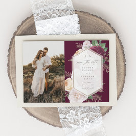 Invitación Foto Floral Botánica Boda Save the Date