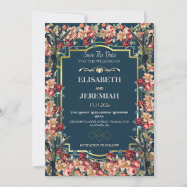 Invitación Foto floral clásica Boda Guardar la fecha