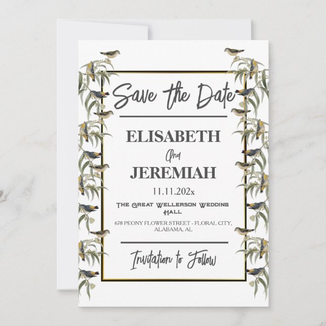 Invitación Foto Floral Classic Wedding Save the Date (Anverso)