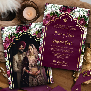 Invitación Foto Floral de Ciruela Anand Karaj Boda Sij
