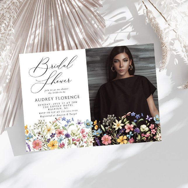 Invitación Foto floral de flores silvestres moderna ducha nup (Subido por el creador)