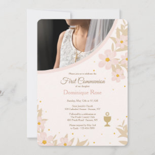 Invitación Foto floral de la primera comunión
