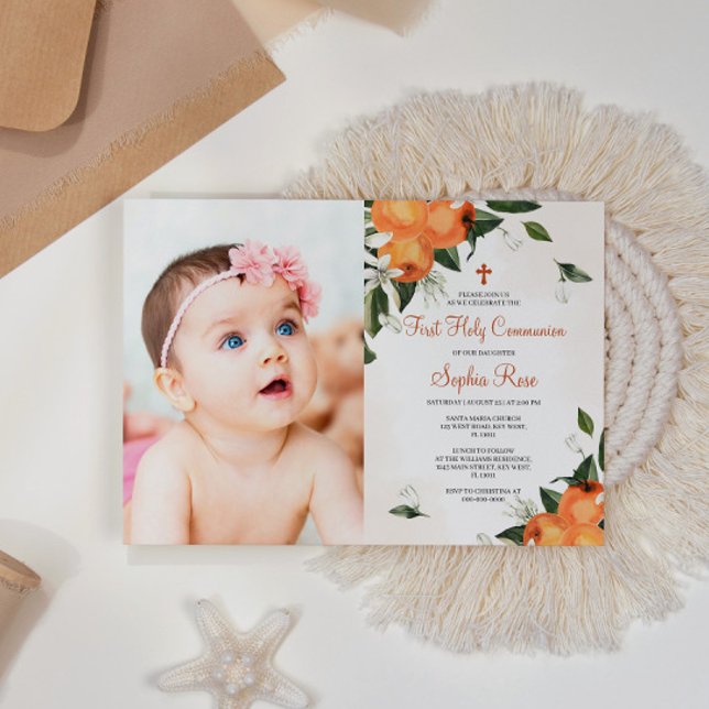 Invitación Foto floral de Lilies y Naranjas Primera comunión  (Subido por el creador)