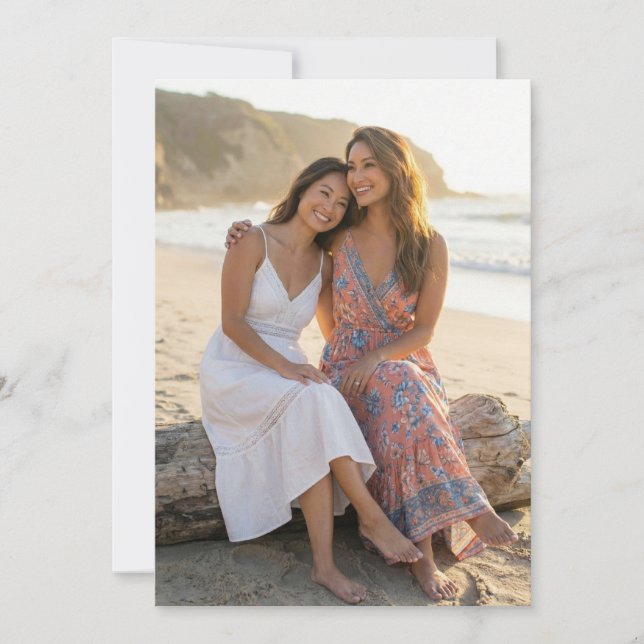 Invitación Foto floral de melocotón alegre (Anverso)