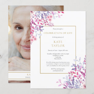 Invitación Foto floral de país Celebración fúnebre de vida