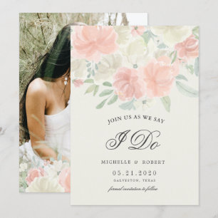Invitación foto floral de primavera clara Guardar la fecha