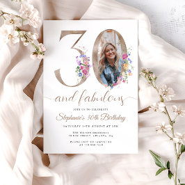 Invitación Foto floral de primavera Cumpleaños 30