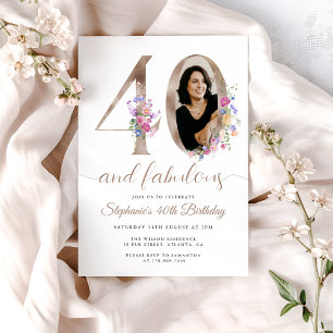Invitación Foto floral de primavera Cumpleaños 40