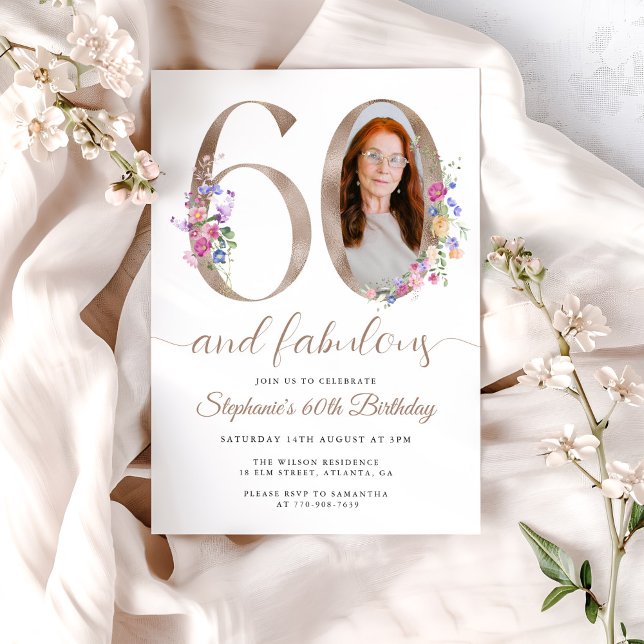 Invitación Foto floral de primavera para 60 cumpleaños (Subido por el creador)