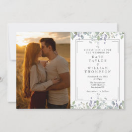 Invitación Foto Floral De Sage Y Lilac Todo En Un Boda