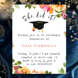 Invitación Foto floral en acuarela rosa y melocotón