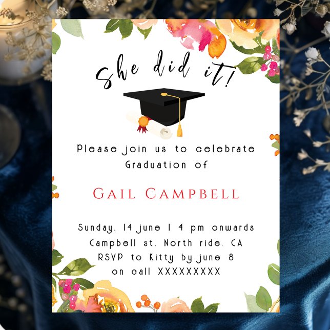 Invitación Foto floral en acuarela rosa y melocotón (Subido por el creador)